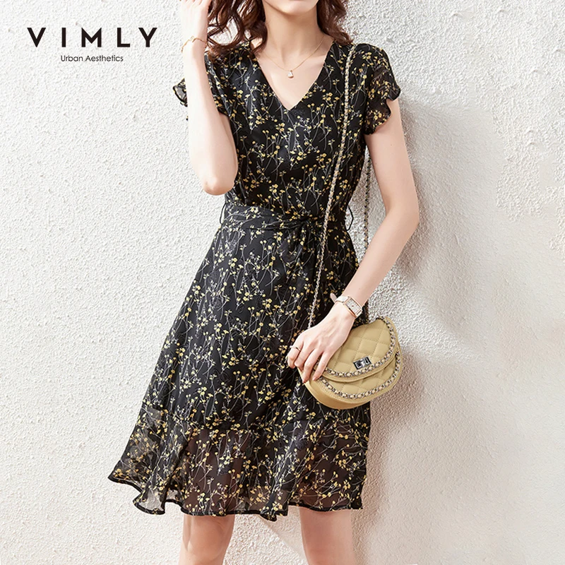 VIMLY Summer Women Dress Fashion Ruffles Short Sleeve Floral Dresses High Waist V Neck Dress Lady Vestidos Female Dresses F7119
VIMLY Summer Women Dress Fashion Ruffles Short Sleeve Floral Dresses High Waist V Neck Dress Lady Vestidos Female Dresses F7119