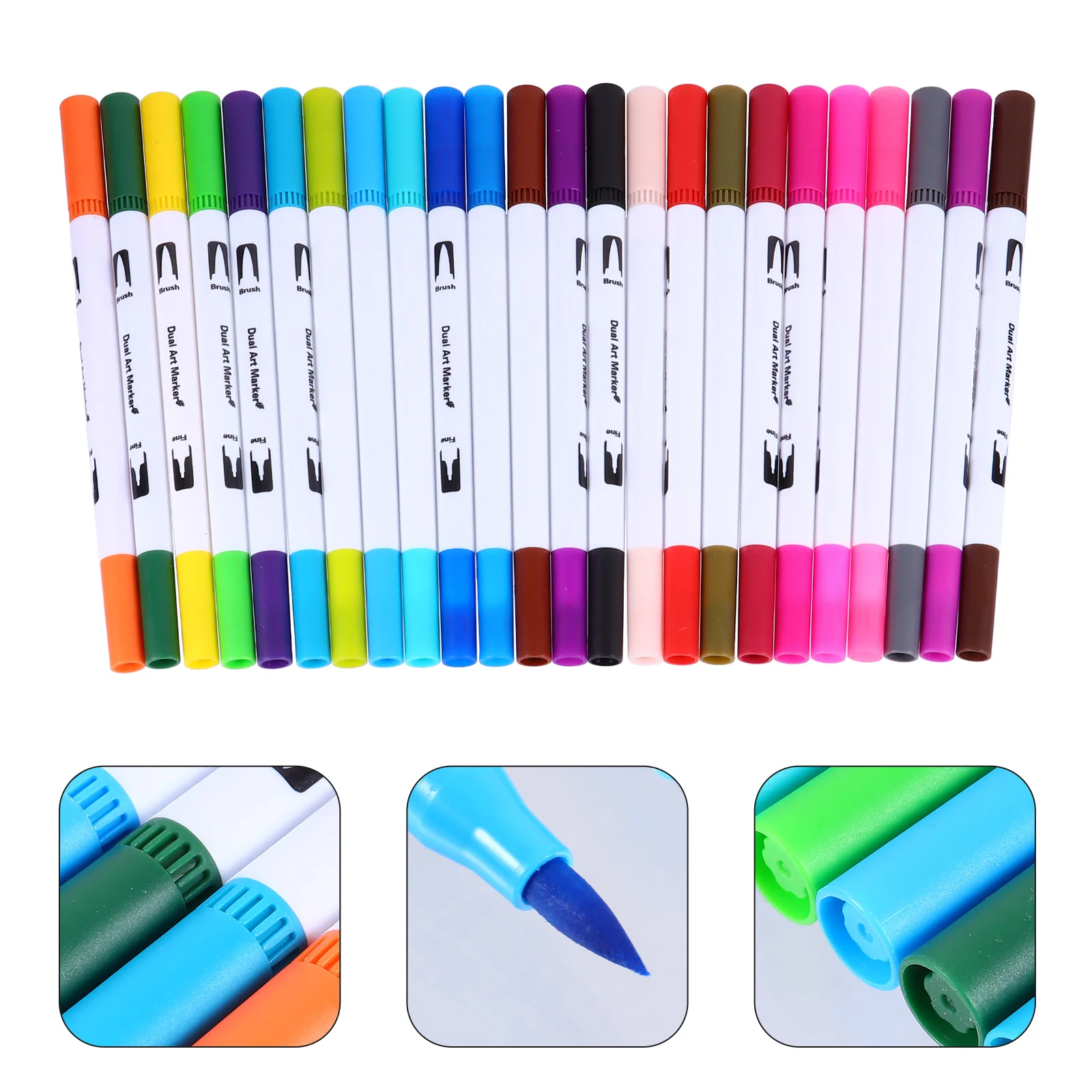 

24Pcs Dual Tip Brush Pens Fineliner Tip Pens Highlighter Brush Pens Painting Pen