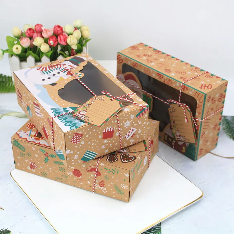 

3/12Pc Candy Gift Boxes Bags Xmas Cookie Box Kraft Paper Christmas Tree Decor Christmas Decorations for Home New Year Navidad