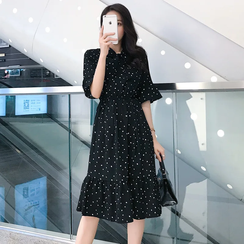 Summer Floral Chiffon Dress Women Vestidos Fashion Bow Tie Neck Ruffle Short Sleeve Midi Dress Casual Print Party Dresses Cute 
Summer Floral Chiffon Dress Women Vestidos Fashion Bow Tie Neck Ruffle Short Sleeve Midi Dress Casual Print Party Dresses Cute