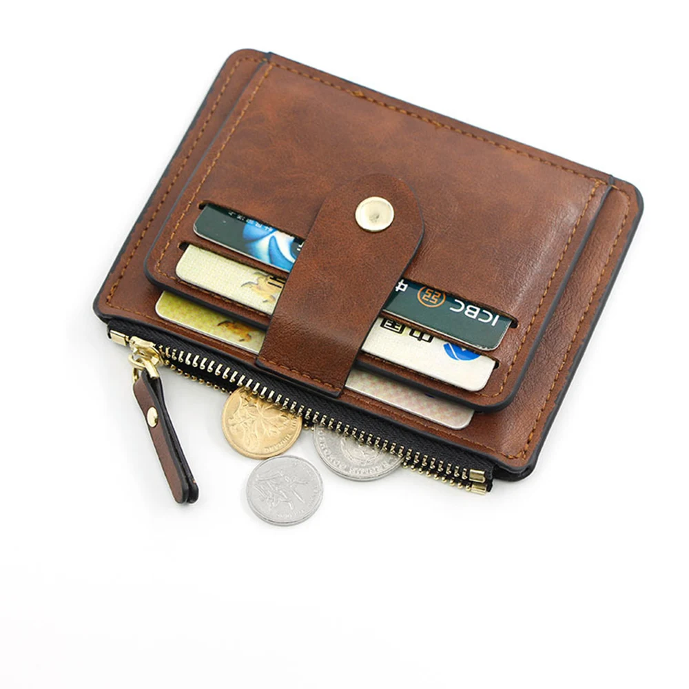 

Тонкий кожаный бумажник с отделением для кредитных карт, деловой кошелек, чехол для денег для мужчин и женщин, черный модный кошелек для кар...