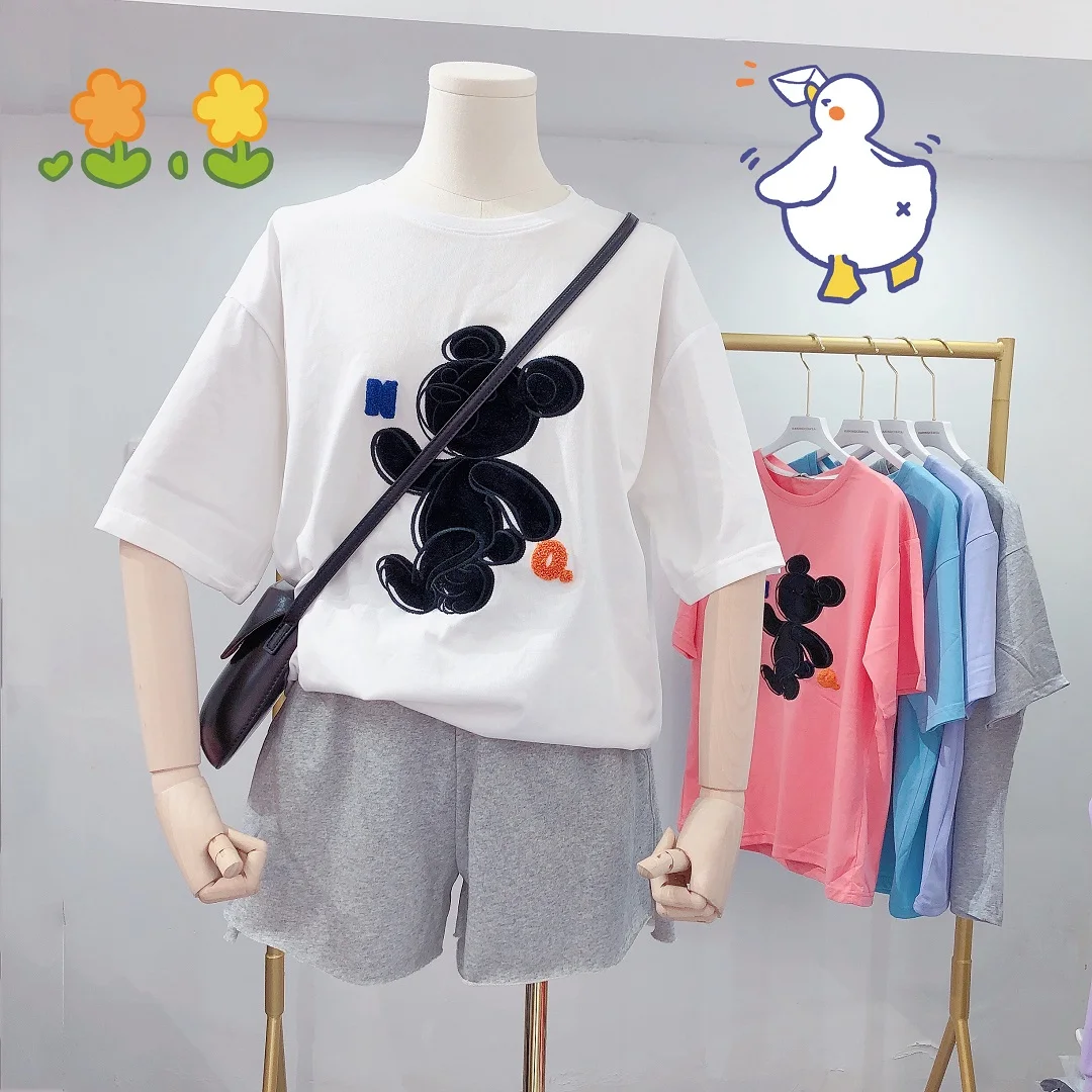 Korean Style 2021 Summer New Bear Paste Cloth Embroidery Loose Short Sleeve T-shirt Women's Fashion Casual Top
Korean Style 2021 Summer New Bear Paste Cloth Embroidery Loose Short Sleeve T-shirt Women's Fashion Casual Top