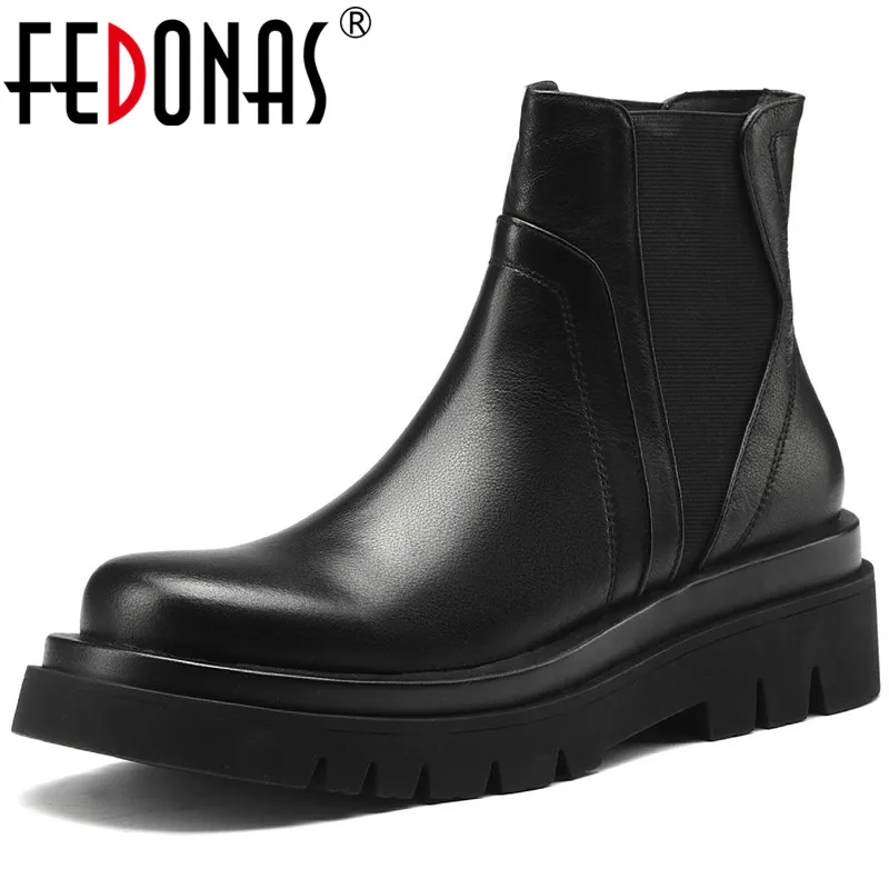 FEDONAS Elastic Band Ankle Boots For Women Platform Genuine Leather Chunky Heels Pumps 2021 Winter Working Party Women Boots
FEDONAS Elastic Band Ankle Boots For Women Platform Genuine Leather Chunky Heels Pumps 2021 Winter Working Party Women Boots