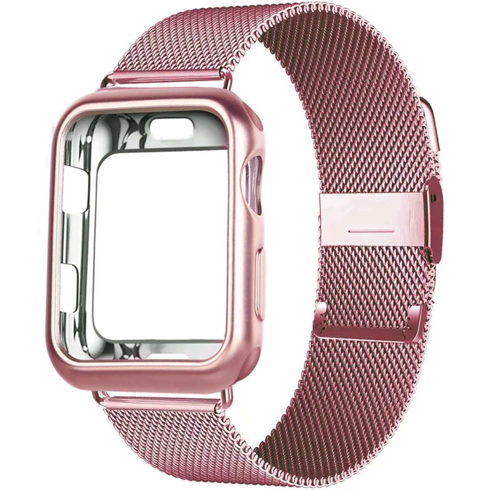 Чехол с магнитной петлей + ремешок для apple watch band 44 мм 40 42 41 45 38 металлический