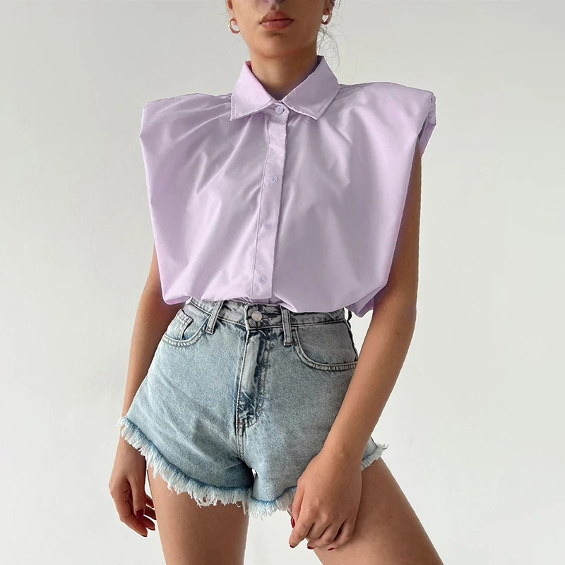 Purple Button Up Shirt Women Crop Tops Summer Sleeveless Loose Casual Blouses 2021 Femme Sexy Turn-down Collar Vest Tee
Purple Button Up Shirt Women Crop Tops Summer Sleeveless Loose Casual Blouses 2021 Femme Sexy Turn-down Collar Vest Tee