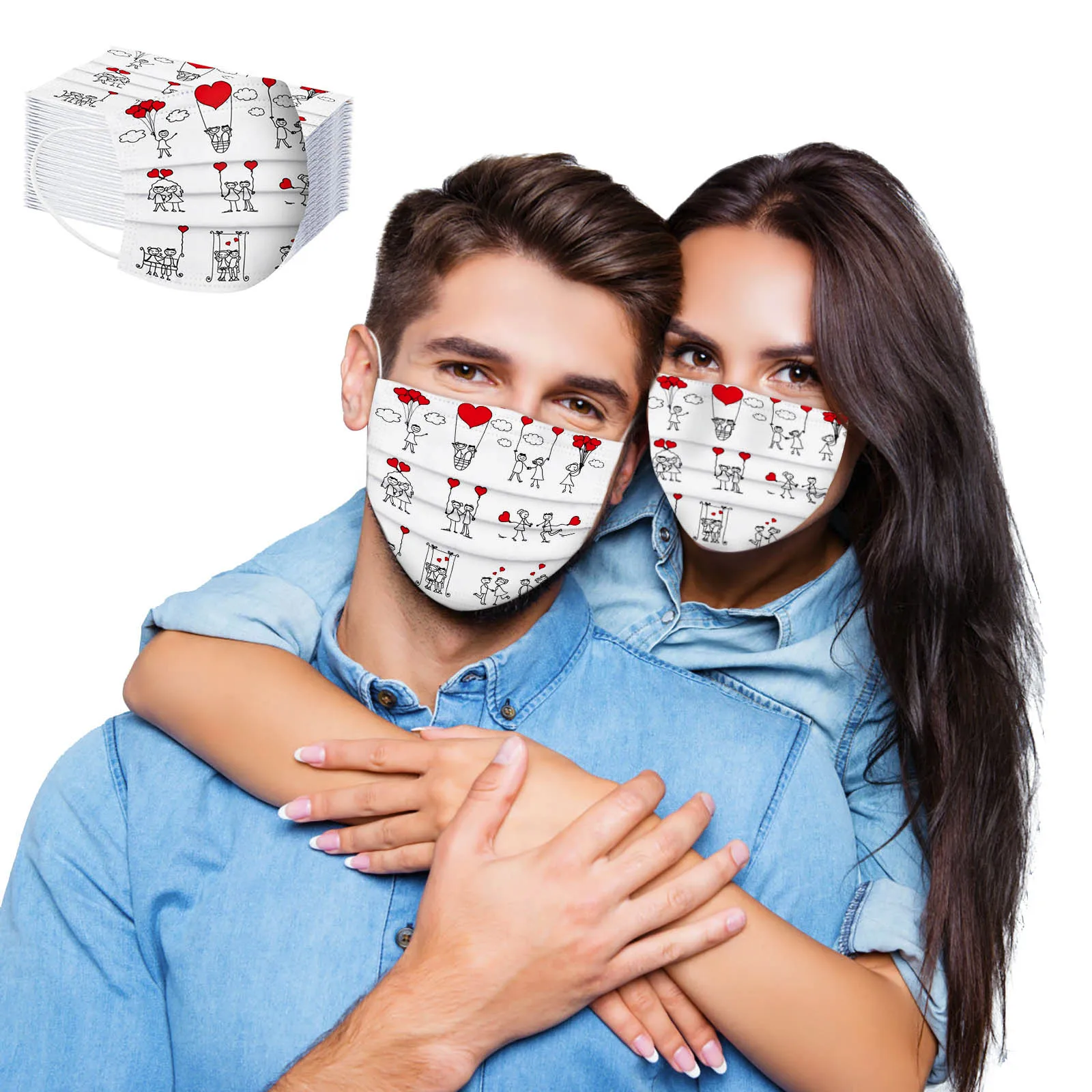 Face Protective Mask Headband 20/90PCS Disposable Face Masks Unisex Adults Valentine's Day Printed 3-Layer Masks mascarillas
Face Protective Mask Headband 20/90PCS Disposable Face Masks Unisex Adults Valentine's Day Printed 3-Layer Masks mascarillas