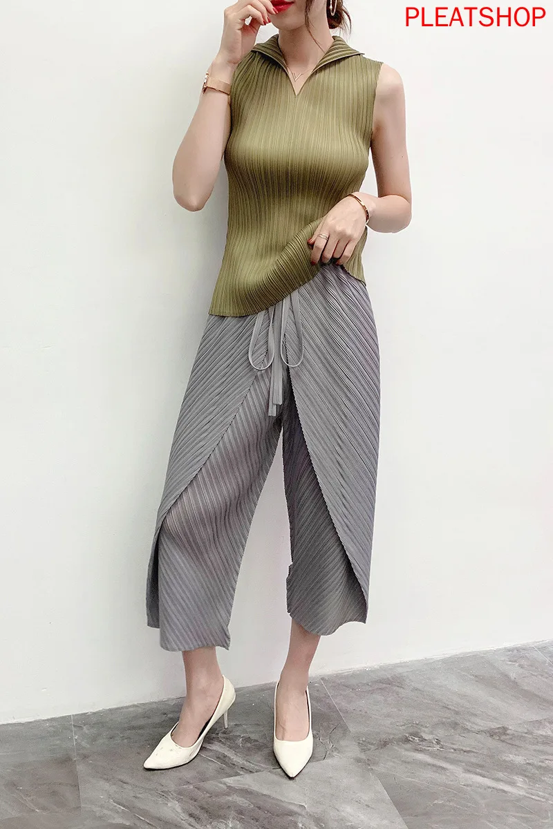 Vest Women's Summer Outer Wear Base Tops 2020 Amoi Miyake Pleated Stand Collar Women's Pleats Vests
Vest Women's Summer Outer Wear Base Tops 2020 Amoi Miyake Pleated Stand Collar Women's Pleats Vests