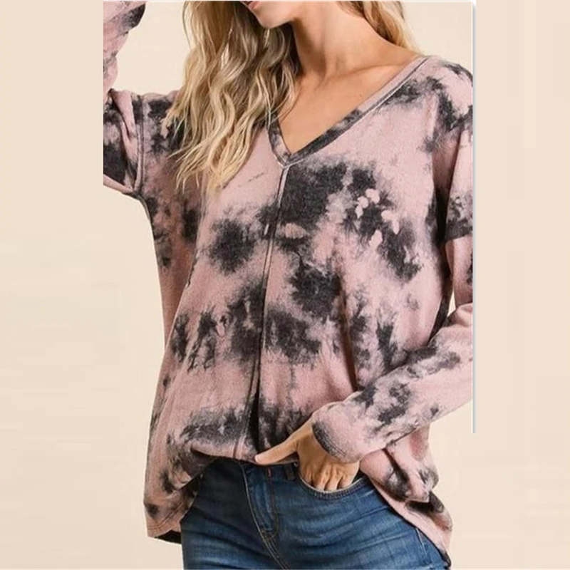 Women Tie Dye Printed Tshirt Top Blouses Autumn Long Sleeve V-Neck Pullover Top Casual Vintage Loose Blouses Et Chemises Блузки
Women Tie Dye Printed Tshirt Top Blouses Autumn Long Sleeve V-Neck Pullover Top Casual Vintage Loose Blouses Et Chemises Блузки