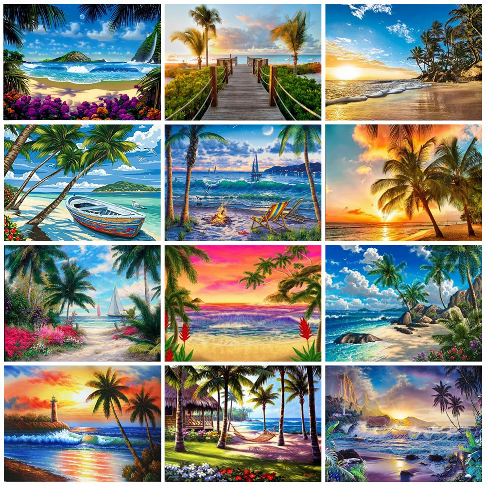 5D Diamond Painting Kits Seaside Square/Round Diamond Embroidery Landscape Mosaic Picture Coconut Tree Art Home Decoration
5D Diamond Painting Kits Seaside Square/Round Diamond Embroidery Landscape Mosaic Picture Coconut Tree Art Home Decoration