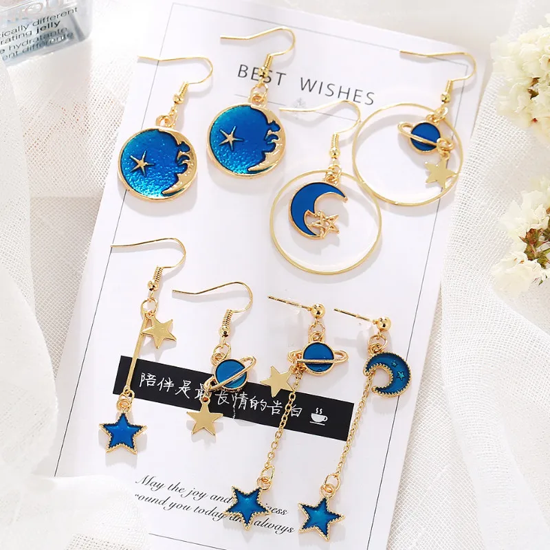 New Ear Jewelry Creative Blue Starry Sky Planet Earring Dangle Earrings for Women Girl Wedding Party Gift
New Ear Jewelry Creative Blue Starry Sky Planet Earring Dangle Earrings for Women Girl Wedding Party Gift