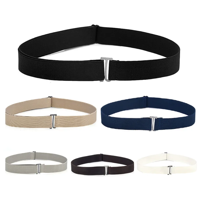 

New 1PC Invisible Belt Buckle Plastic Comfortable Elastic Belt For Women Men Adjustable No Show Web Belt for Jeans