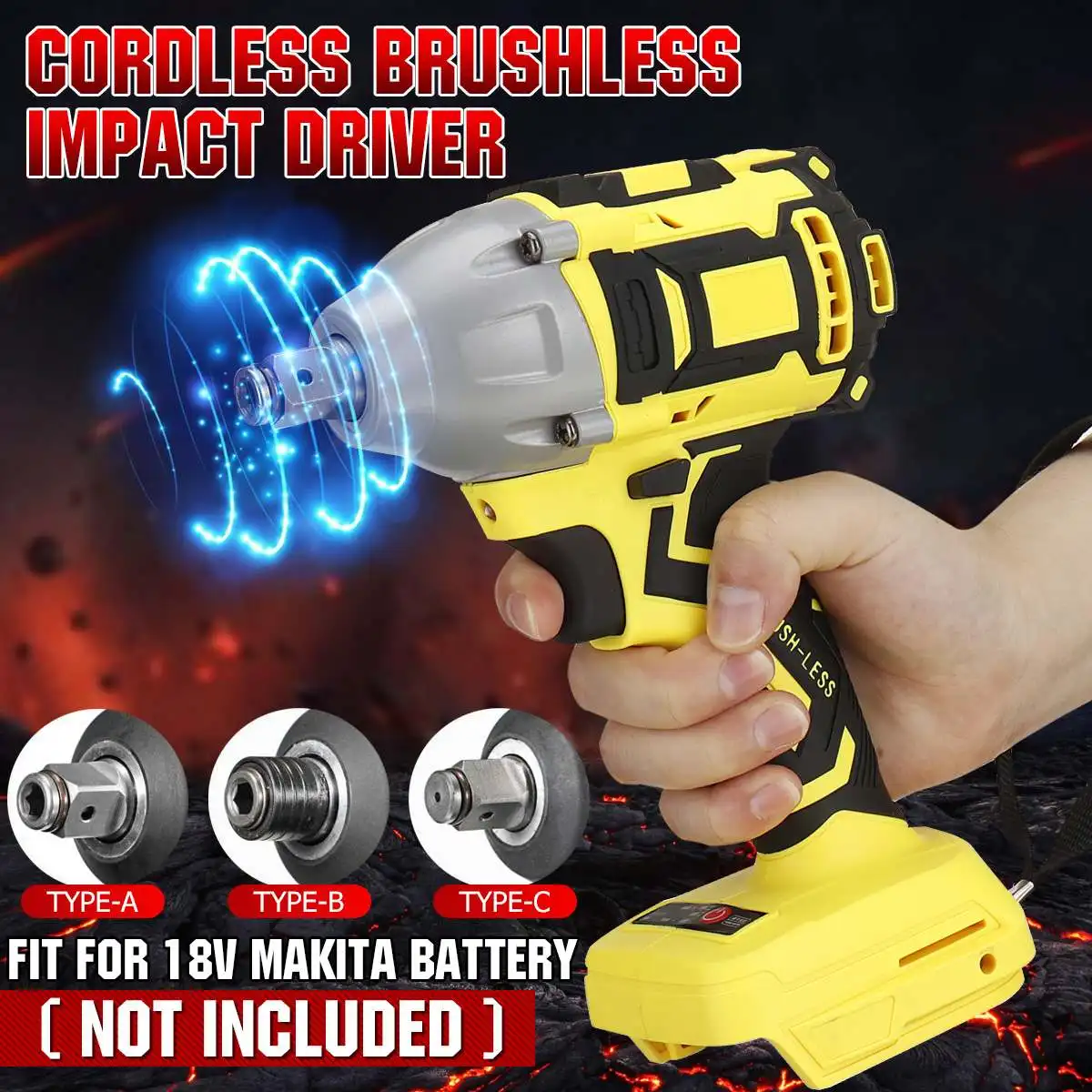 18V Electric Brushless Impact Wrench Cordless Hand Drill Rechargeable 1/2 Socket Wrench Handheld Power Tools for Makita Battery
18V Electric Brushless Impact Wrench Cordless Hand Drill Rechargeable 1/2 Socket Wrench Handheld Power Tools for Makita Battery
