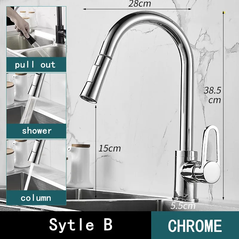 Tuqiu Kitchen Faucet Copper Single Handle Pull Out Sprayer 360degree Rotation Deck Mounted Black Tap Hot/Cold Mixer Chrome
Tuqiu Kitchen Faucet Copper Single Handle Pull Out Sprayer 360degree Rotation Deck Mounted Black Tap Hot/Cold Mixer Chrome