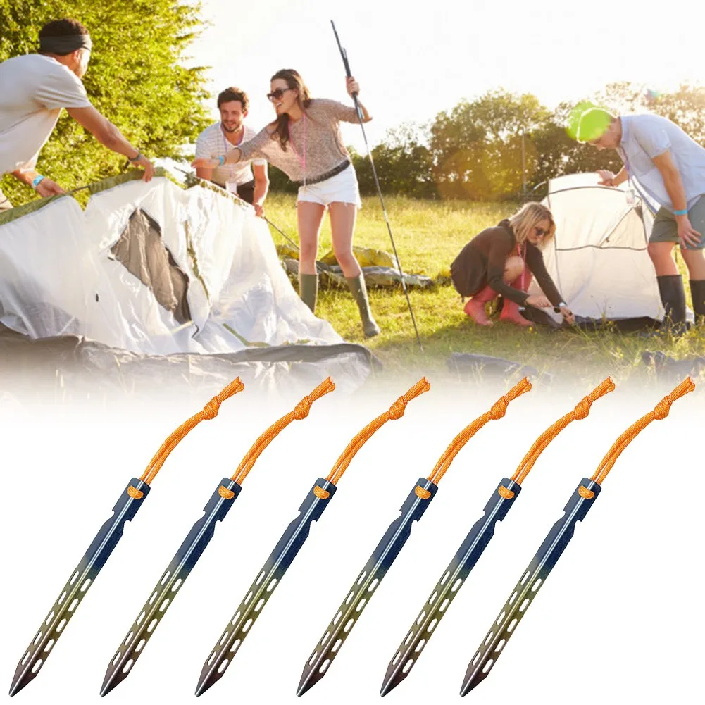 6Pcs 16cm Tent Pegs With Rope Aluminum Alloy WindproofTent Nail Camping Hiking Equipment Outdoor Traveling Tents Accessories
6Pcs 16cm Tent Pegs With Rope Aluminum Alloy WindproofTent Nail Camping Hiking Equipment Outdoor Traveling Tents Accessories