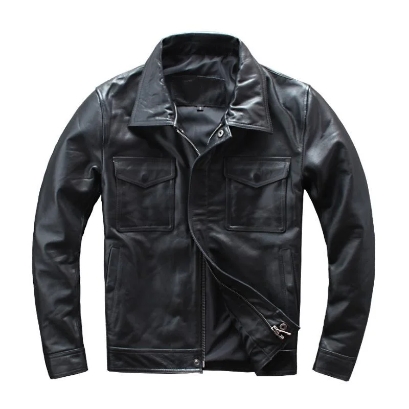 2019 new Genuine Leather coat Men's Head Leather Lapel slim Multi Pocket leather coat locomotive suit leather jacket
2019 new Genuine Leather coat Men's Head Leather Lapel slim Multi Pocket leather coat locomotive suit leather jacket