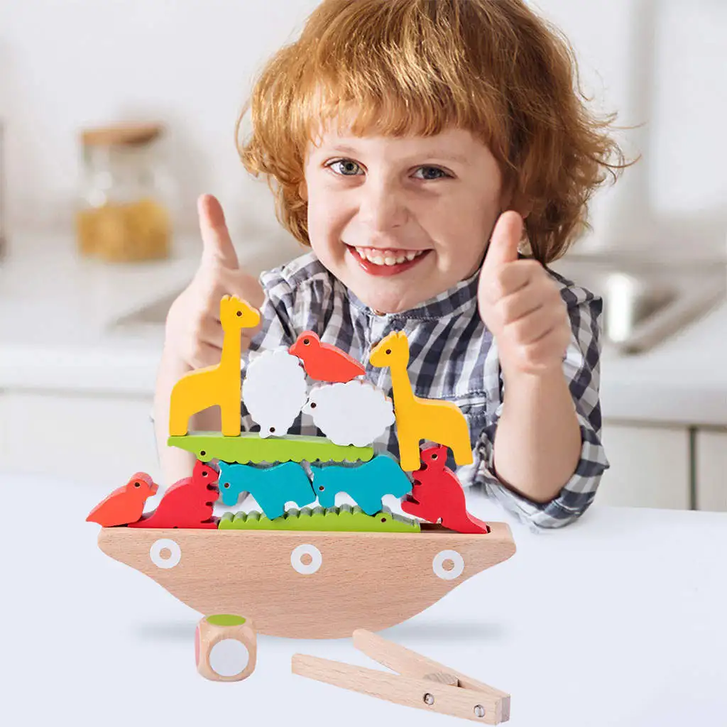 

Игра балансировочная деревянная с животными, Веселая игра-головоломка, игрушка балансировочная лодка, игры для детей дошкольного возраста