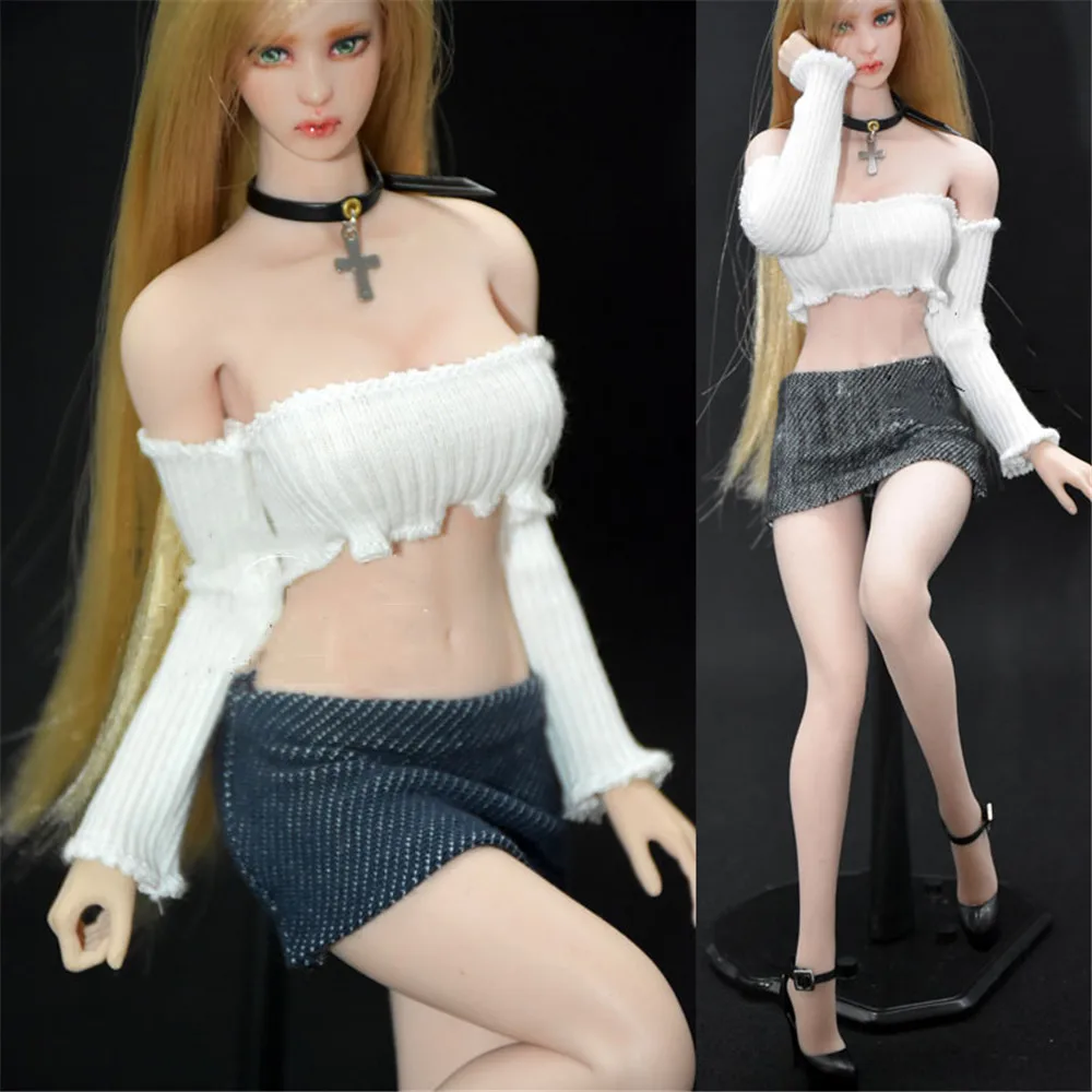 1/6 Scale Female Sexy Two Piece Set Sleeveless Sweater + Mini Jeans Skirt + Necklace Suit for 12 inch Action Figures Model
1/6 Scale Female Sexy Two Piece Set Sleeveless Sweater + Mini Jeans Skirt + Necklace Suit for 12 inch Action Figures Model