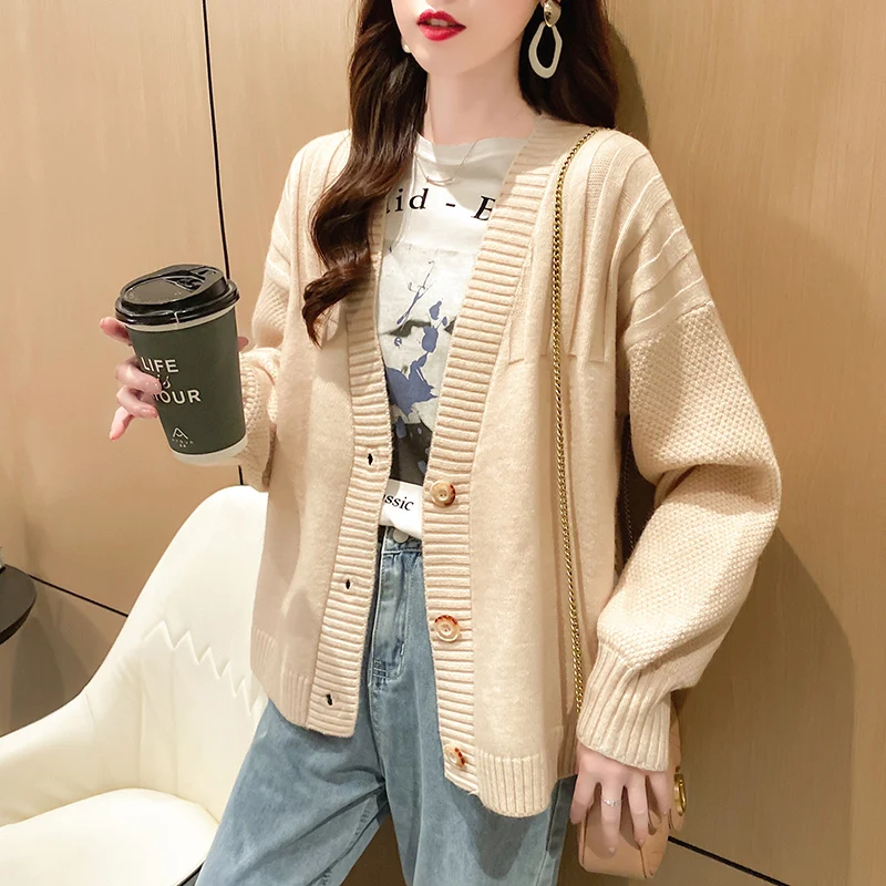 Spring Autumn New Women's Sweater V-neck Long Sleeve Tops Solid Color Loose Casual Fashion Knitting Cardigan Comfortable
Spring Autumn New Women's Sweater V-neck Long Sleeve Tops Solid Color Loose Casual Fashion Knitting Cardigan Comfortable