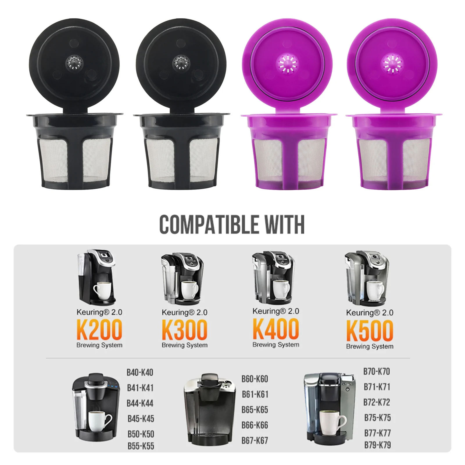 Reusable Refillable Coffee Pod Filters for Keurig K-Series Coffee Machine 
Reusable Refillable Coffee Pod Filters for Keurig K-Series Coffee Machine