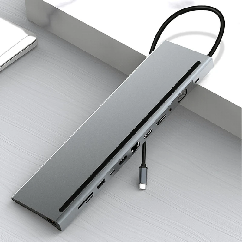 Multi-Ports Type C USB Hub 12 in 1 Rj45 HDMI-Compatible USB3.1 Type C VGA Port Docking Station PD100W Fast Charging
Multi-Ports Type C USB Hub 12 in 1 Rj45 HDMI-Compatible USB3.1 Type C VGA Port Docking Station PD100W Fast Charging