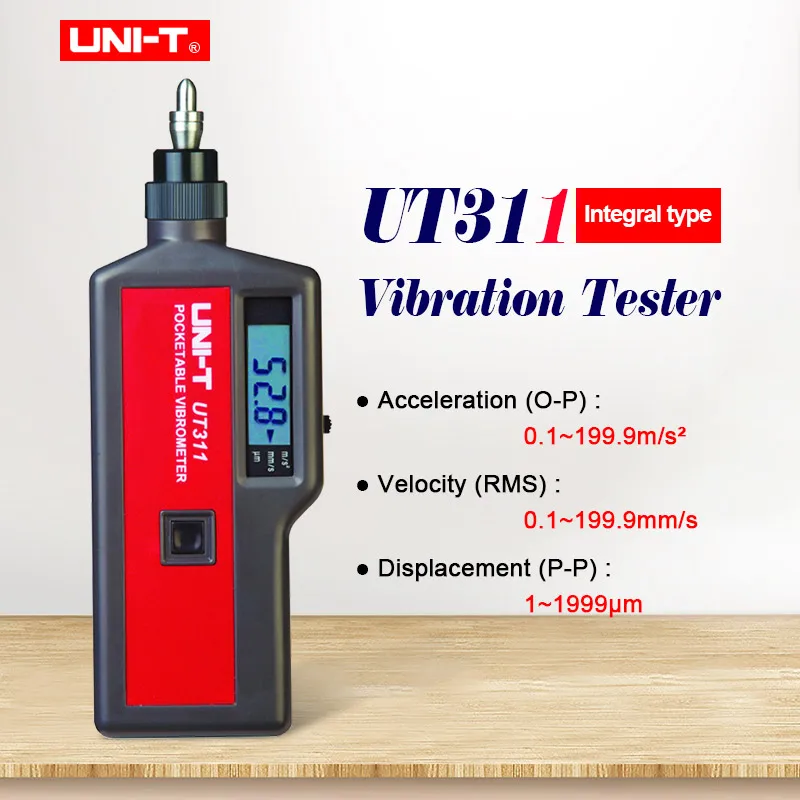 

UNI-T UT311 Digital Vibration Tester acceleration velocity displacement Measure 2k count LCD Display Integrated type vibrometer