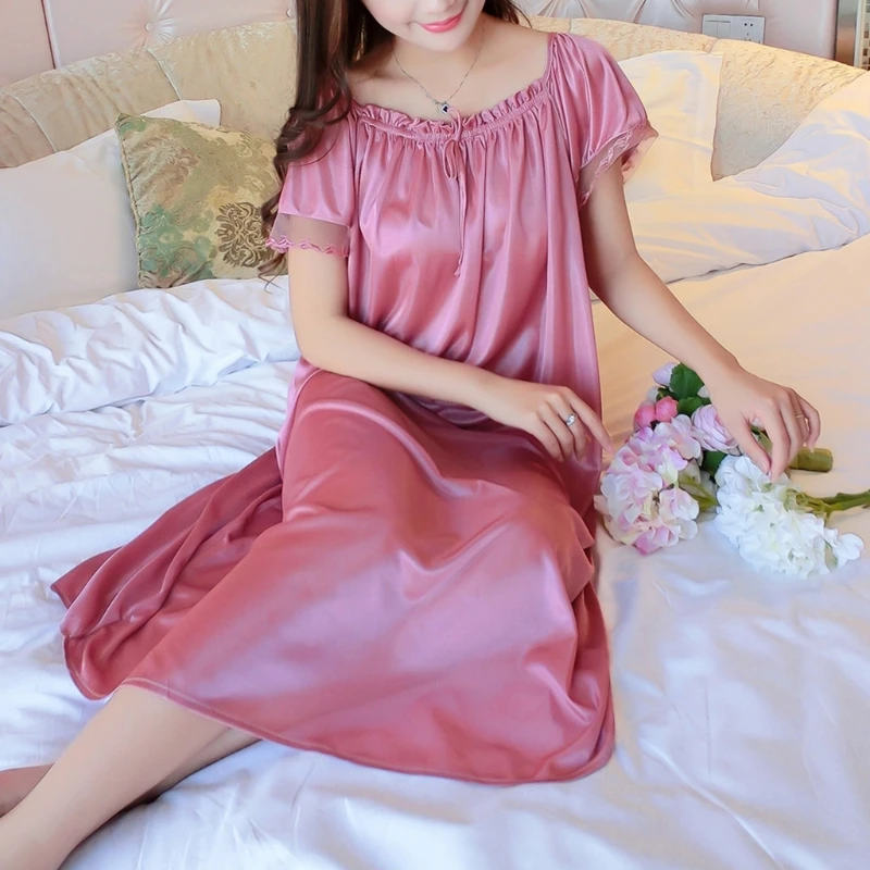 L5YB Womens Summer Lace Ice Silk Nightdress Short Sleeve Loose Plus Size Nightgown XL
L5YB Womens Summer Lace Ice Silk Nightdress Short Sleeve Loose Plus Size Nightgown XL