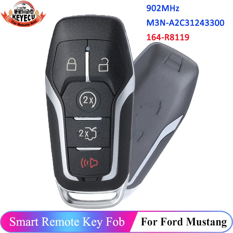 KEYECU 5 Button M3N-A2C31243300 P/N: 164-R8119 902MHz ID49 Chip for Ford Mustang 2015 2016 2017 Smart Prox Remote Car Key Fob
KEYECU 5 Button M3N-A2C31243300 P/N: 164-R8119 902MHz ID49 Chip for Ford Mustang 2015 2016 2017 Smart Prox Remote Car Key Fob