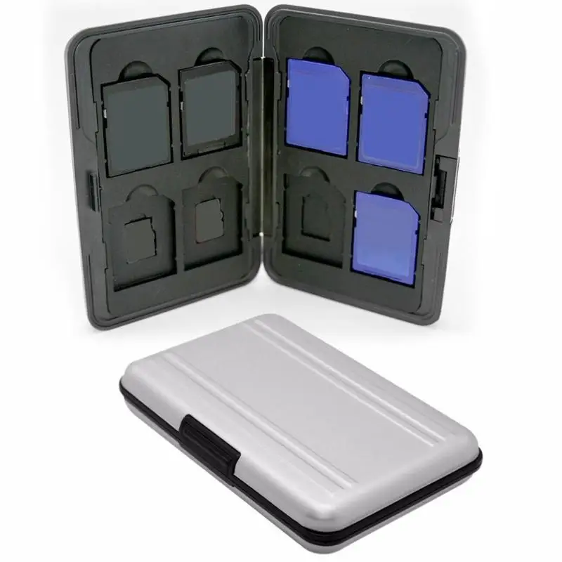 Портативная Серебристая пластиковая карта памяти чехол 16 слотов (8 + 8) для Micro SD/