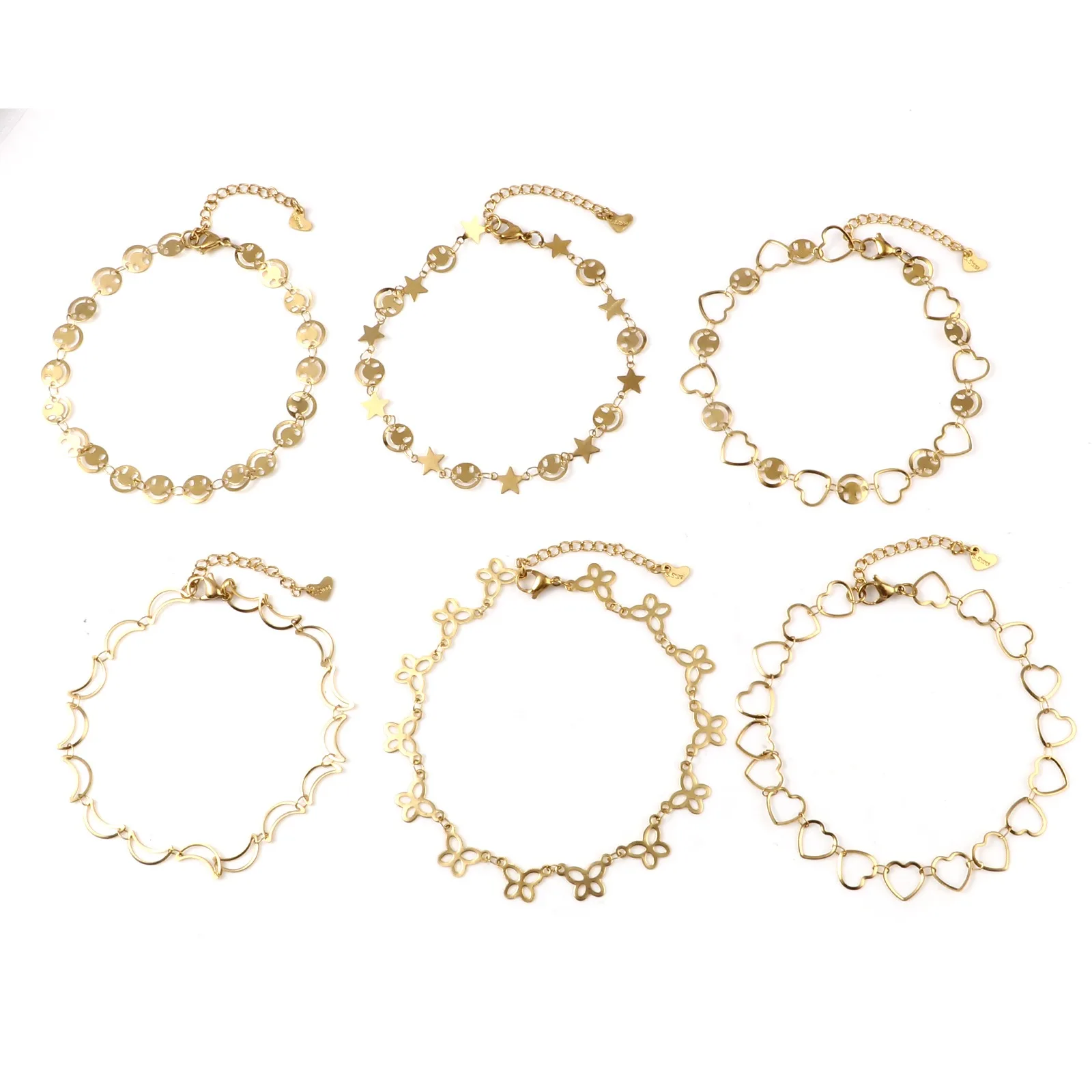 1 PC Stainless Steel Anklet Gold Plated Heart Star Moon Connector Fashion Bracelet Anklet Foot Jewelry For Women 23cm Long
1 PC Stainless Steel Anklet Gold Plated Heart Star Moon Connector Fashion Bracelet Anklet Foot Jewelry For Women 23cm Long