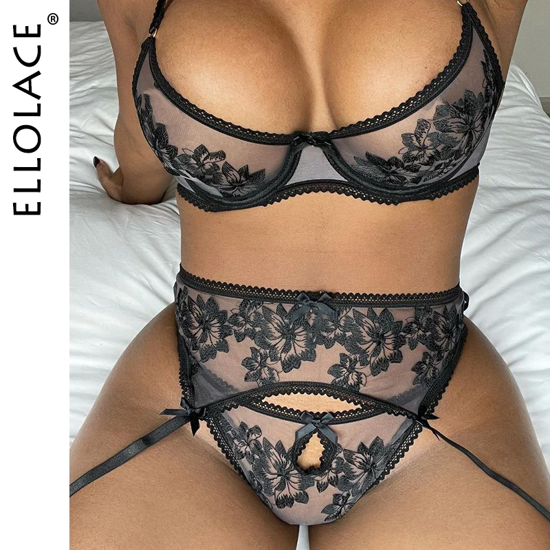 Ellolace Sensual Lingerie Woman Lace Embroidery Underwire Bra Short Skin Care Kits 3-Piece Breves Sets Transparent Intimate
Ellolace Sensual Lingerie Woman Lace Embroidery Underwire Bra Short Skin Care Kits 3-Piece Breves Sets Transparent Intimate