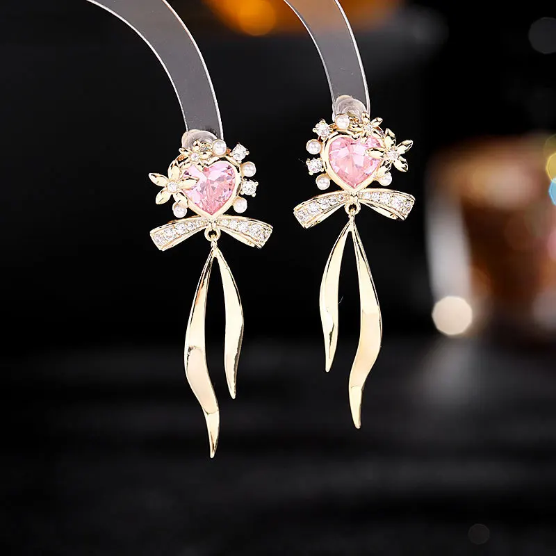 

Элегантные розовые серьги-гвоздики в форме сердца с кристаллами для женщин, модные аксессуары из искусственного жемчуга