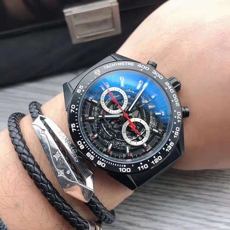 Men's Watch Quartz Movement 44mm Black Dial Hollow Design Precision Clock Silicone Strap
Men's Watch Quartz Movement 44mm Black Dial Hollow Design Precision Clock Silicone Strap