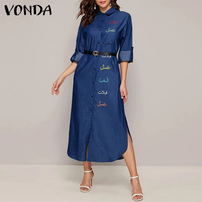 Women Maxi Long Dress Casual Solid Long Sleeve Lapel Collar Button Up Shirt Dresses VONDA 2021 Bohemian Party Vestido
Women Maxi Long Dress Casual Solid Long Sleeve Lapel Collar Button Up Shirt Dresses VONDA 2021 Bohemian Party Vestido