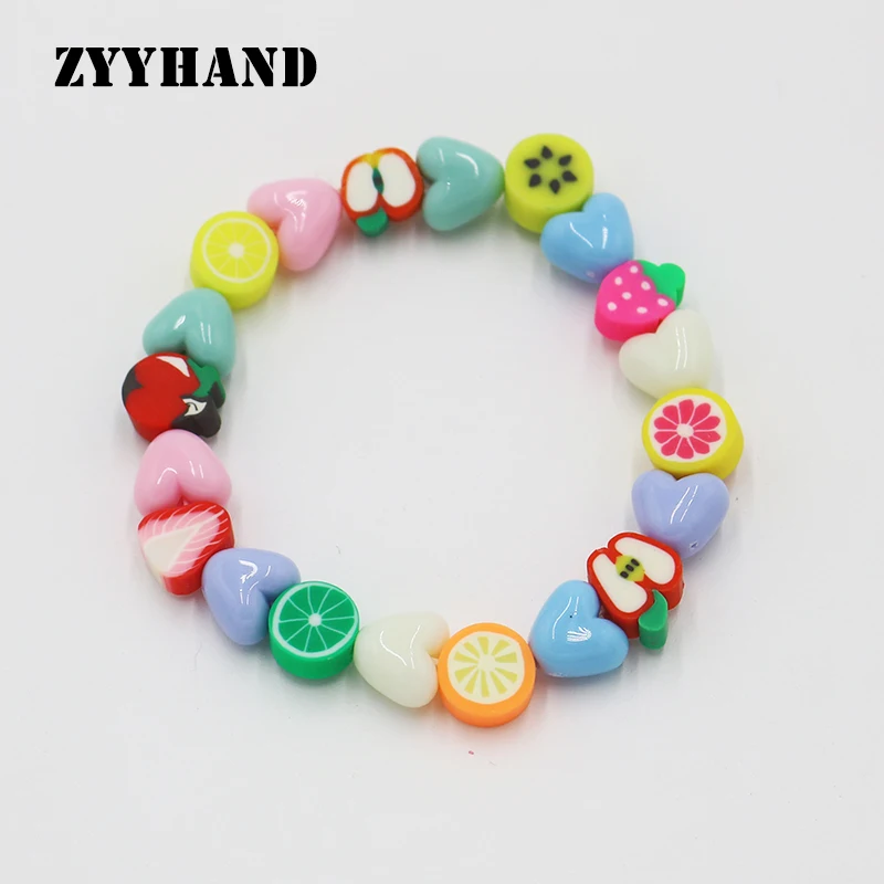 Spring Multi Color Fruits Women Bracelet Girl Elastic Polymer Clay Random Small Charm Heart Girl Customized Wrist Jewelry
Spring Multi Color Fruits Women Bracelet Girl Elastic Polymer Clay Random Small Charm Heart Girl Customized Wrist Jewelry