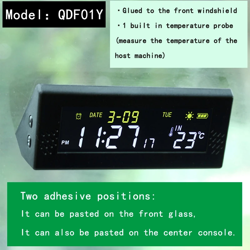 Solar Windshield Car Digital Clock Driving Time Reminder Smart Switch No Wiring High Precision LCD Digital Watch Car Accessorie 
Solar Windshield Car Digital Clock Driving Time Reminder Smart Switch No Wiring High Precision LCD Digital Watch Car Accessorie