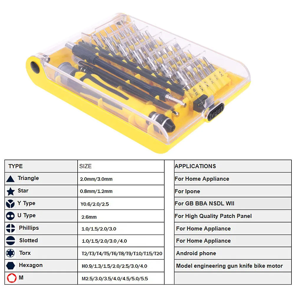 46 in 1 Magnetic Screwdriver Set Precision Screw Driver Repair Tools Screwdrivers for Phone PC with Tweezer or Flexible Rod
46 in 1 Magnetic Screwdriver Set Precision Screw Driver Repair Tools Screwdrivers for Phone PC with Tweezer or Flexible Rod