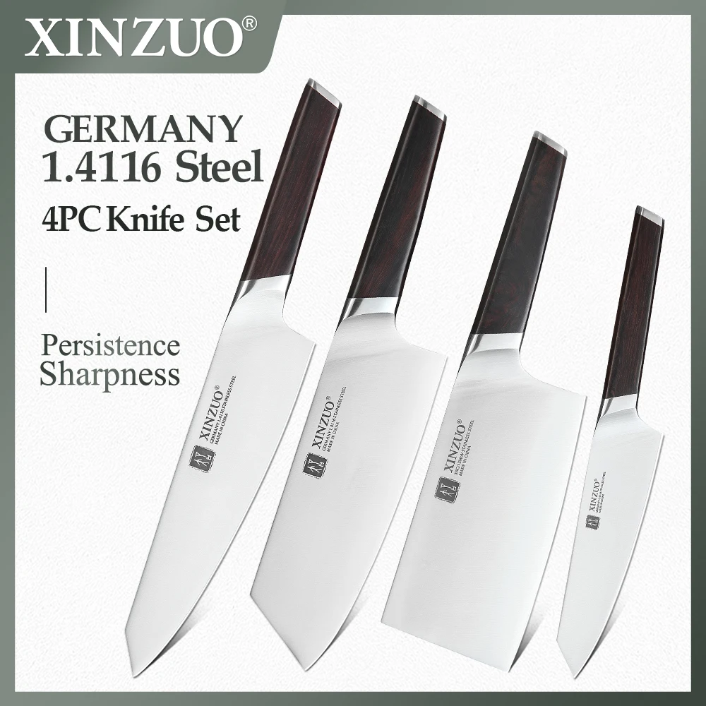 XINZUO 4 PCS Kitchen Knife Set Stainless Steel German 1.4116 Steel High Quality Chef Santoku Nakiri Boning Knives Ebony Handle
XINZUO 4 PCS Kitchen Knife Set Stainless Steel German 1.4116 Steel High Quality Chef Santoku Nakiri Boning Knives Ebony Handle