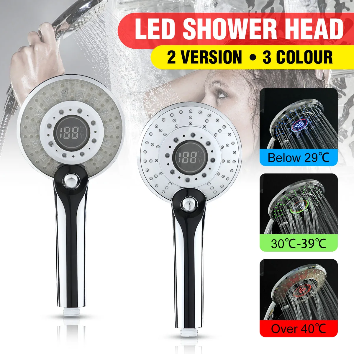 3Colors Water Powered Led Temperature Shower Head Digital Display Handheld Bathroom Shower Head Showerhead Water Sprayer
3Colors Water Powered Led Temperature Shower Head Digital Display Handheld Bathroom Shower Head Showerhead Water Sprayer