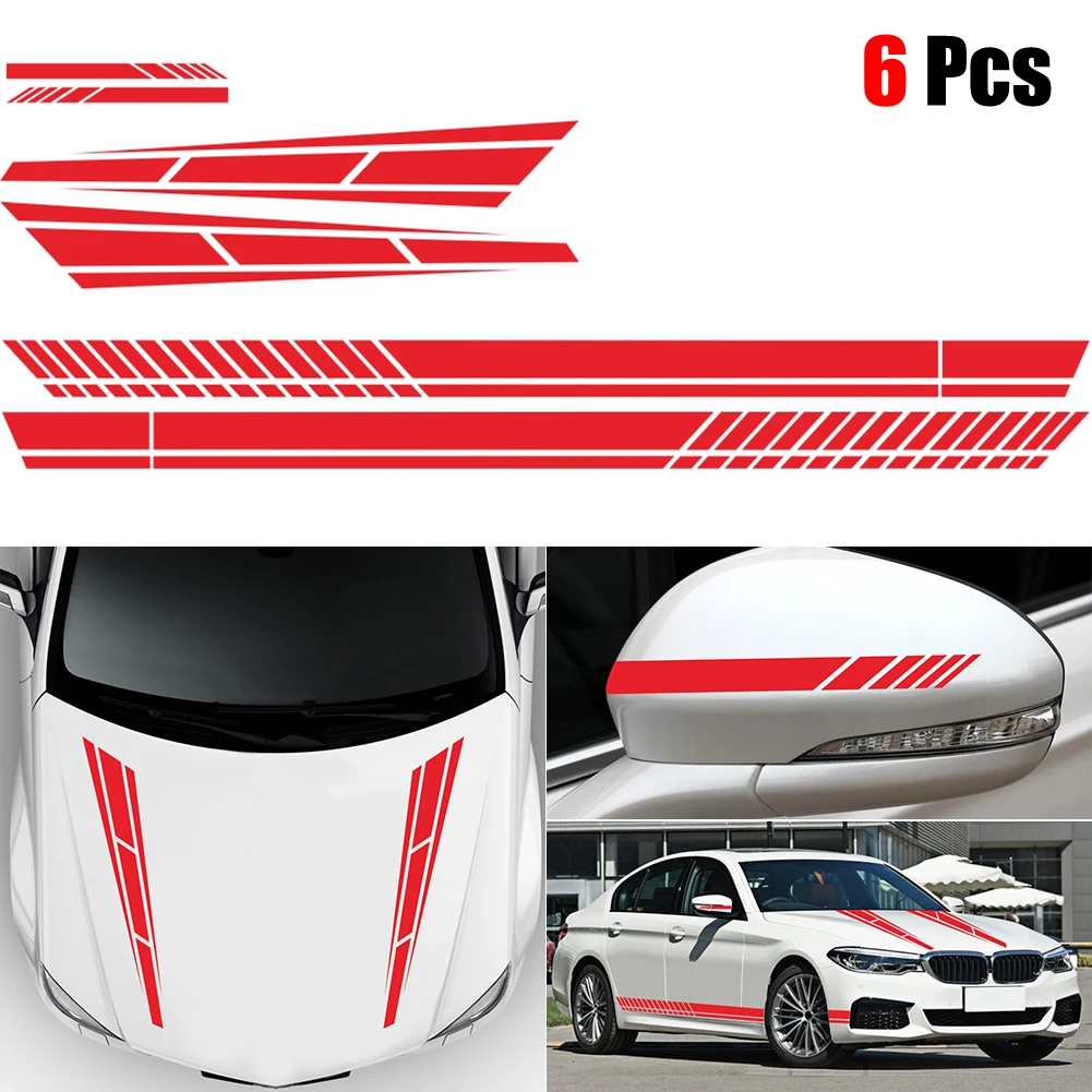 6Pcs Car Covers Vinyl Racing Sports Decal Stripe Vinyl Decal Sticker Graphics Car Side Body Hood Cover Rearview Mirror Stickers
6Pcs Car Covers Vinyl Racing Sports Decal Stripe Vinyl Decal Sticker Graphics Car Side Body Hood Cover Rearview Mirror Stickers