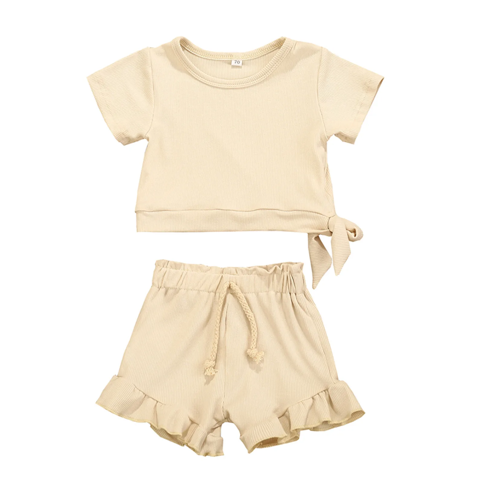 Newborn Baby Girl Solid Color Ribbed T-shirt Frill Shorts Set 6m-3Y Infant Girl Solid Color Pit Striped T-shirt Frill Shorts Set
Newborn Baby Girl Solid Color Ribbed T-shirt Frill Shorts Set 6m-3Y Infant Girl Solid Color Pit Striped T-shirt Frill Shorts Set