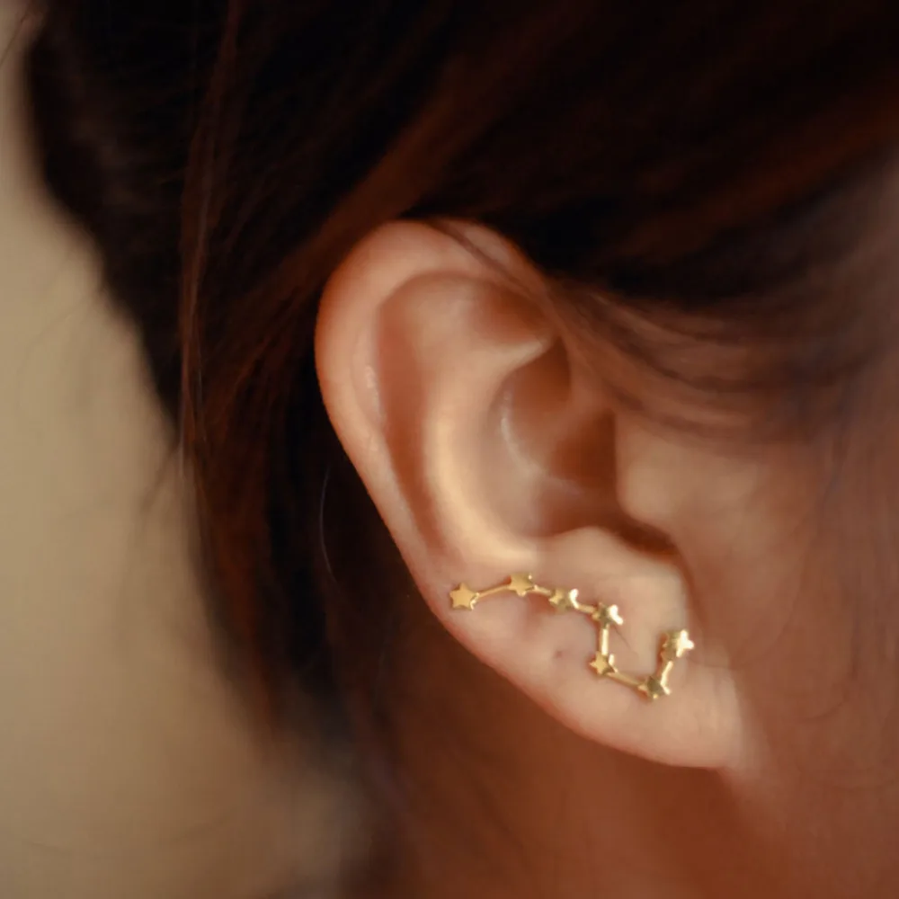 Women Stud Earrings Big Dipper Zodiac Constellation Ear Climbers Gold color Earrings Jewelry Gifts,1 Pair
Women Stud Earrings Big Dipper Zodiac Constellation Ear Climbers Gold color Earrings Jewelry Gifts,1 Pair