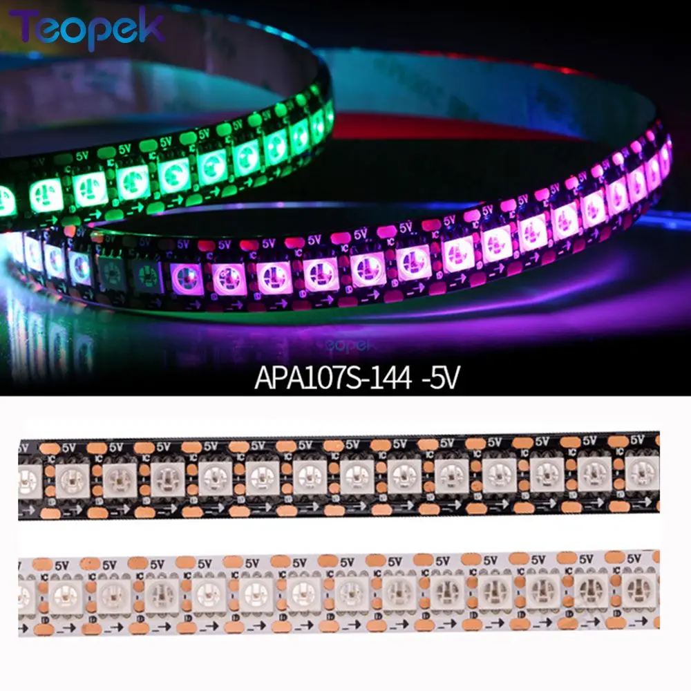 1m/5m High Density APA107 APA102 Upgrade Version RGB Strip Light HD107S Led Strip Fast PWM 30/60/144 pixels Black/White PCB DC5V
1m/5m High Density APA107 APA102 Upgrade Version RGB Strip Light HD107S Led Strip Fast PWM 30/60/144 pixels Black/White PCB DC5V