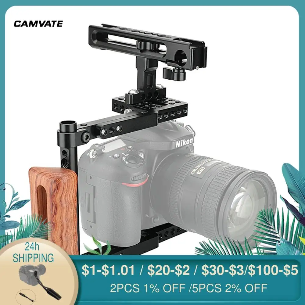 CAMVATE Camera Half Cage Rig With Top Handle & Wooden Right-side Handgrip & Adjustable Mounting Plates for Canon 600D / 70D/ 80D
CAMVATE Camera Half Cage Rig With Top Handle & Wooden Right-side Handgrip & Adjustable Mounting Plates for Canon 600D / 70D/ 80D