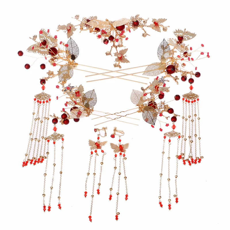 New Bridal Chinese-Style tiara Red Retro Set Tassel Step Shake Wedding Dragon And Phoenix Women's hair Accessories
New Bridal Chinese-Style tiara Red Retro Set Tassel Step Shake Wedding Dragon And Phoenix Women's hair Accessories
