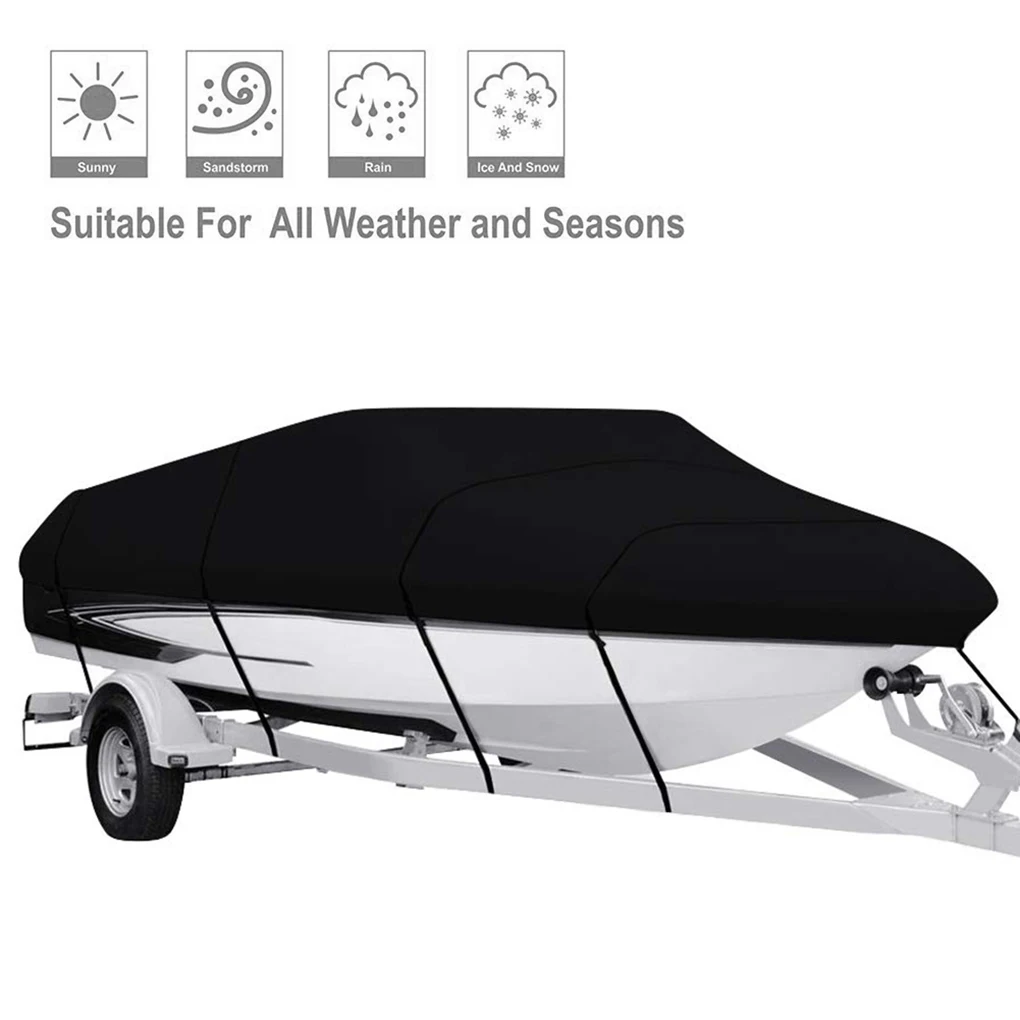 

Boat Cover Waterproof Trailerable 210D Oxford Cloth V-shaped Boat Protector Anti-UV 11-13ft/14-16ft
