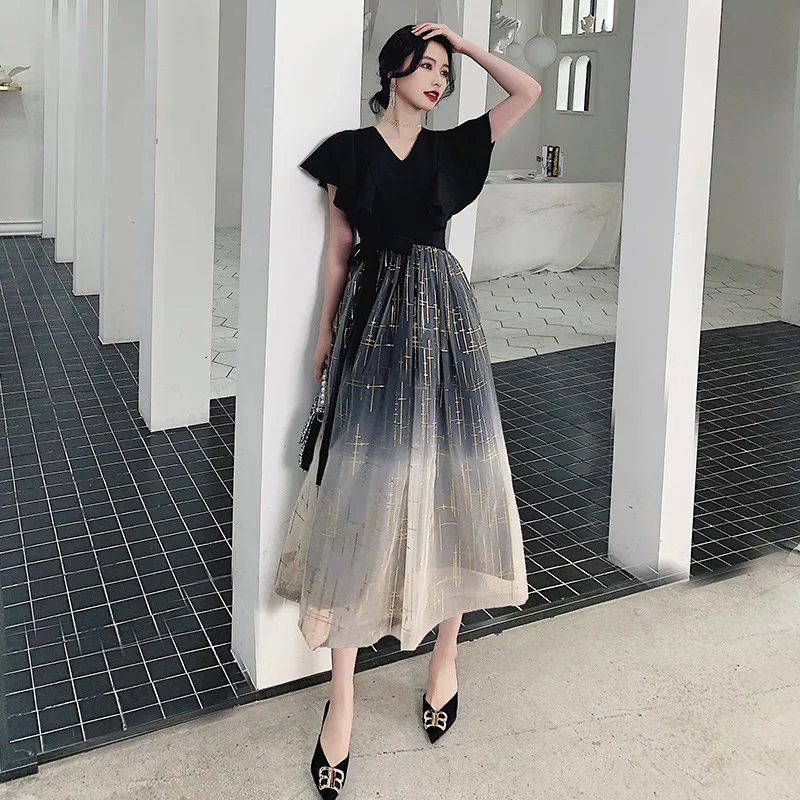 Black V-neck Evening Dress With Bowknot Elegant A-line Party Dress Butterfly Sleeve Banquet Dress Letter Print Prom Dress 3XL
Black V-neck Evening Dress With Bowknot Elegant A-line Party Dress Butterfly Sleeve Banquet Dress Letter Print Prom Dress 3XL