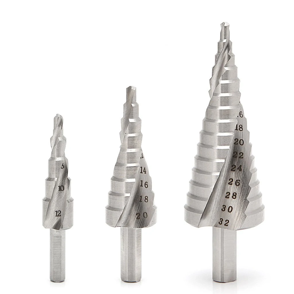 Hss 4241 6542 M35 high speed steel spiral groove step drill 4-12 / 4-20 4-32mm cone cutting tool woodworking metal | Инструменты