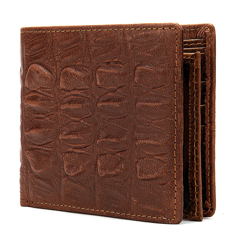 Cool Fashion Short Wallet For Man Crocodile Pattern Card Cash Photo Purse In Pants Pocket Men Male Genuine Leather | Багаж и сумки