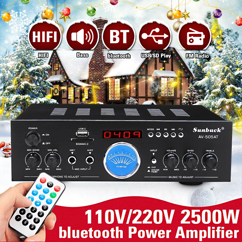 Hot Sales Powerful 2500W bluetooth 2.0 Channel Audio Power HiFi Amplifier Surround Effect with Remote Control for Car Home
Hot Sales Powerful 2500W bluetooth 2.0 Channel Audio Power HiFi Amplifier Surround Effect with Remote Control for Car Home