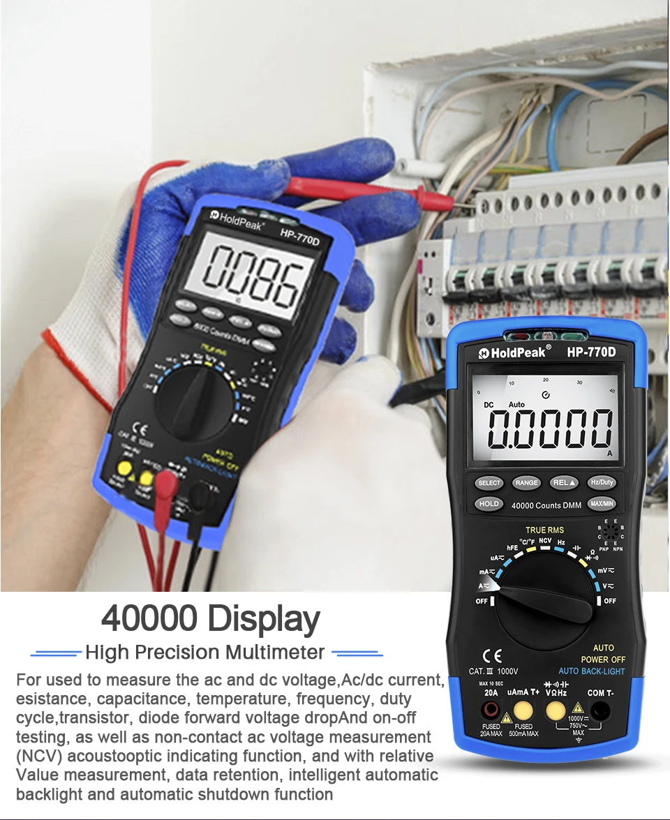 HoldPeak HP-770D Digital Multimeter 4000 Counts Auto Ranging AC/DC Voltage Meter Current Ohm Tester Capacitance Meter dropship 
HoldPeak HP-770D Digital Multimeter 4000 Counts Auto Ranging AC/DC Voltage Meter Current Ohm Tester Capacitance Meter dropship